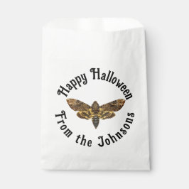 Bolsa De Papel Feliz Halloween Moth Calavera con nombre personali