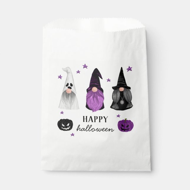 Bolsa De Papel Feliz Halloween. Tratamientos para niños con gnome (Anverso)