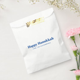 Bolsa De Papel Feliz Hanukkah azul blanco minimalista personaliza