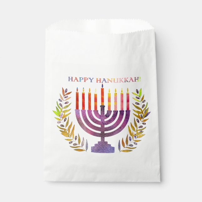 Bolsa De Papel Feliz Hanukkah Favor Bag (Anverso)