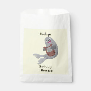 Bolsa De Papel Feliz ilustracion de personalizado de foca de arpa