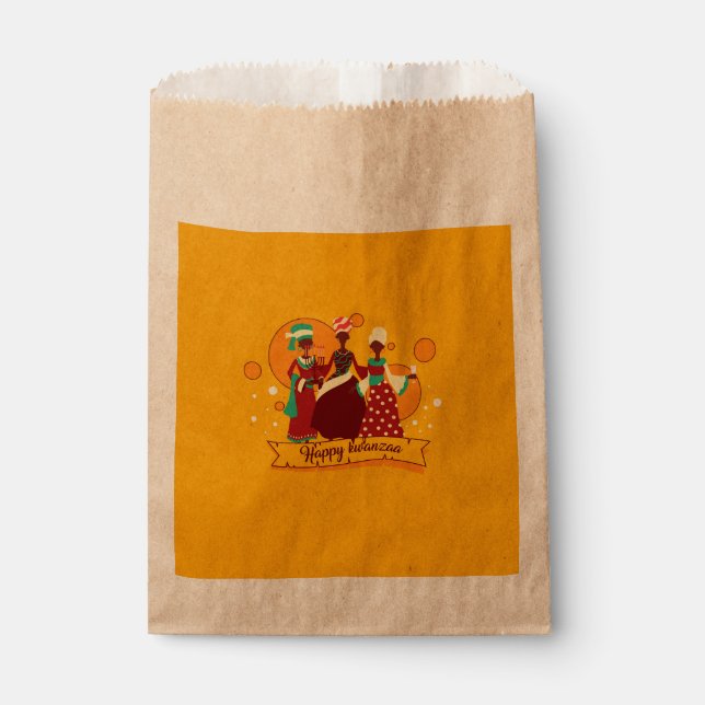 Bolsa De Papel Feliz Kwanzaa 3 Damas de Amarillo (Anverso)