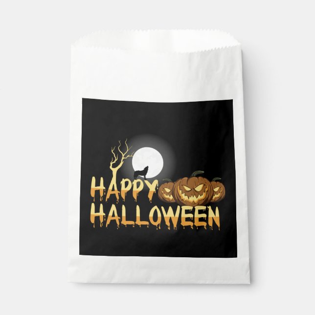 Bolsa De Papel Feliz Lobo de Halloween (Anverso)