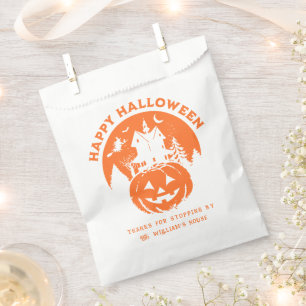 Bolsa De Papel Feliz Naranja de Halloween
