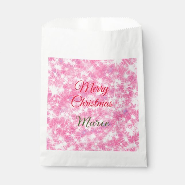 Bolsa De Papel Feliz Navidad añadir nombre sagrado purpurina de b (Anverso)