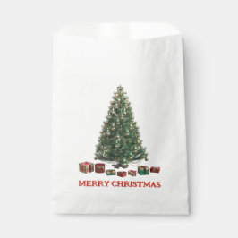 Bolsa De Papel Feliz Navidad. Árbol (diseño 1) con regalos