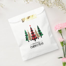 Bolsa De Papel Feliz Navidad Árboles de Cuadros Rojos Verdes