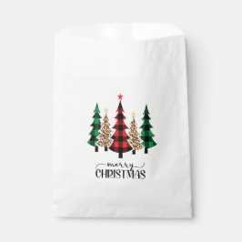 Bolsa De Papel Feliz Navidad Árboles de Cuadros Rojos Verdes