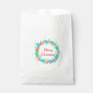 Bolsa De Papel Feliz Navidad azul de guirnalda azul de color de a