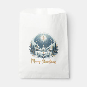 Bolsa De Papel Feliz Navidad azul y oro