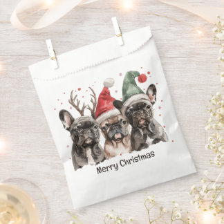 Bolsa De Papel Feliz Navidad Bulldog francés Perros renos