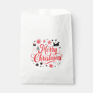 Bolsa De Papel Feliz Navidad Diseño moderno Blanco y rojo