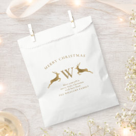 Bolsa De Papel Feliz Navidad Familia Monograma Depósito de oro