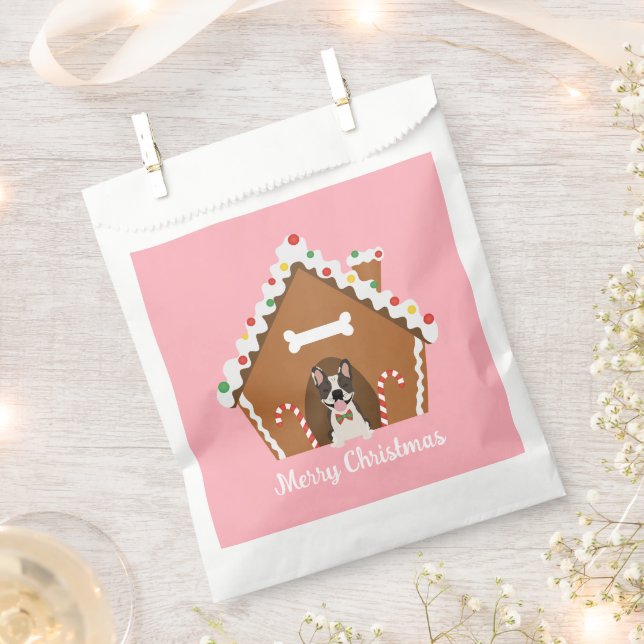 Bolsa De Papel Feliz Navidad Gingerbread Dog House (Cortado)