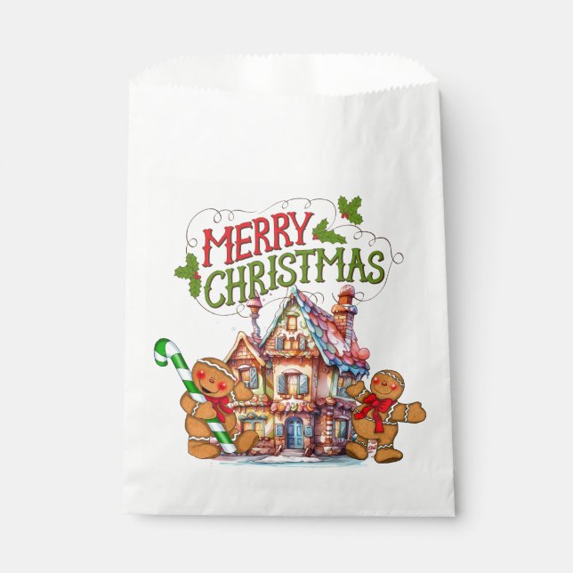 Bolsa De Papel Feliz Navidad Gingerbread House (Anverso)