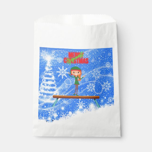 Bolsa De Papel Feliz Navidad Gymnast Elf (Anverso)