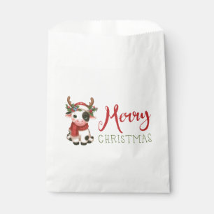 Bolsa De Papel Feliz Navidad linda vaca