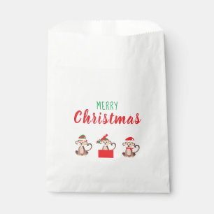 Bolsa De Papel Feliz Navidad Mono jungla Animal Verde Rojo