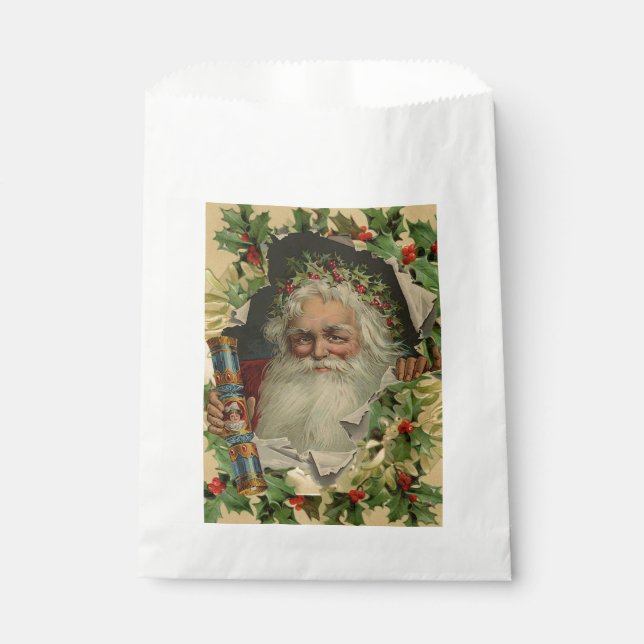 Bolsa De Papel Feliz Navidad Santa Claus Clásico antiguo (Anverso)