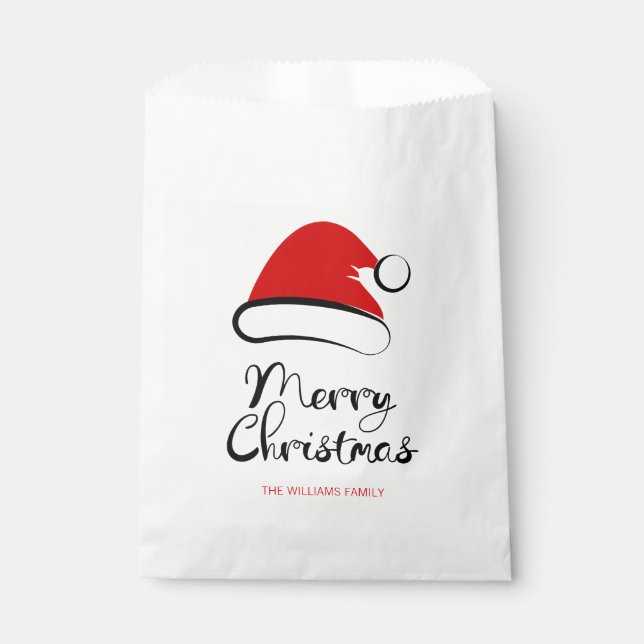 Bolsa De Papel Feliz Navidad Santa Hat Favor Bag (Anverso)