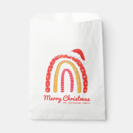 Bolsa De Papel Feliz Navidad Santa Hat Rainbow Personalizado