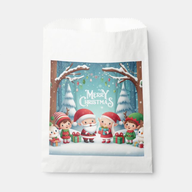 Bolsa De Papel Feliz Navidad/santa/nieve de elfos (Anverso)