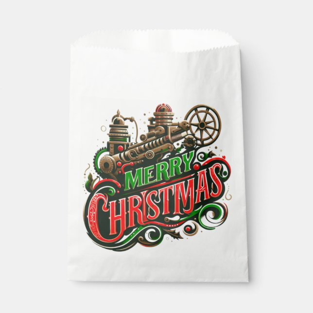 Bolsa De Papel Feliz Navidad steampunk (Anverso)