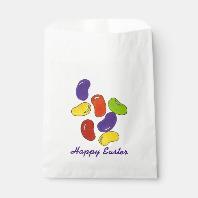 Bolsa De Papel Feliz Pascua con gelatina de arcoiris frijol con d (Anverso)