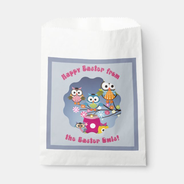 Bolsa De Papel ¡Feliz Pascua desde los búhos de Pascua! (Anverso)