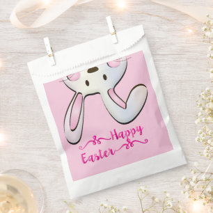 Bolsa De Papel Feliz Pascua Perfecta, Conejo Rosa