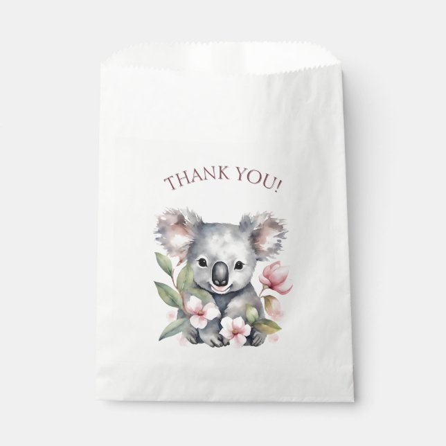 Bolsa De Papel Feliz primer cumpleaños Koala acuarela (Anverso)