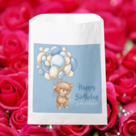 Bolsa De Papel Feliz primer cumpleaños, pequeño azul