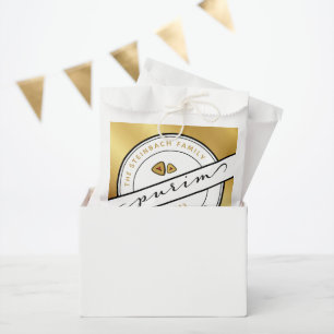Bolsa De Papel FELIZ PURIM Script PurimBags con oro