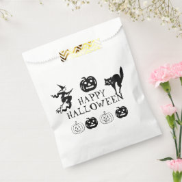 Bolsa De Papel Feliz regalo de Halloween blanco negro