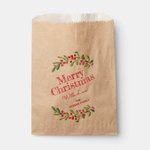 Bolsa De Papel feriado de Navidades de Berries y Greenery