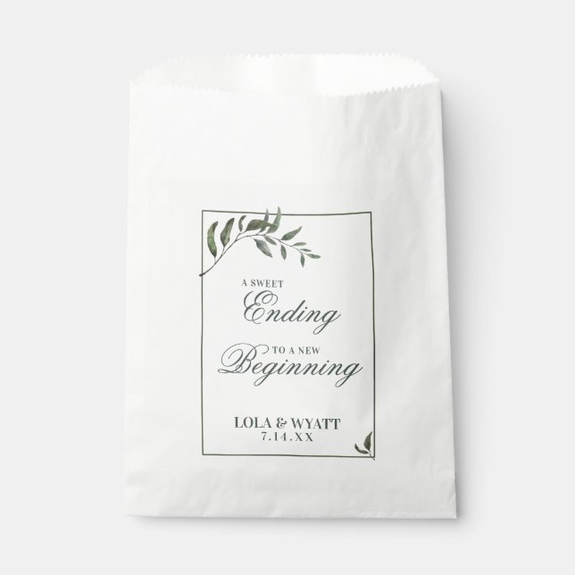 Bolsa De Papel Fern Green Willow Branch Elegant Wedding Favor (Anverso)