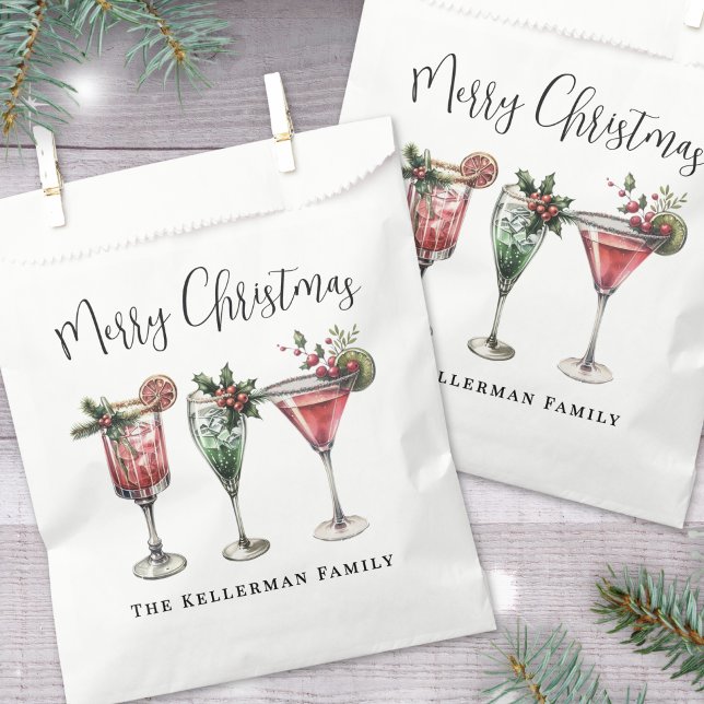 Bolsa De Papel Festive Christmas (Festive Merry Christmas Cocktail Favor Bag)