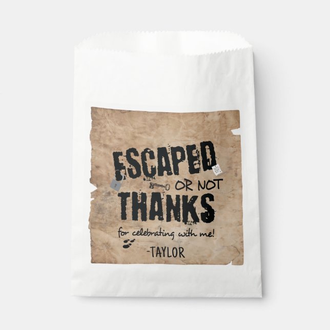 Bolsa De Papel Festividad de cumpleaños de Escape Room Gracias (Anverso)