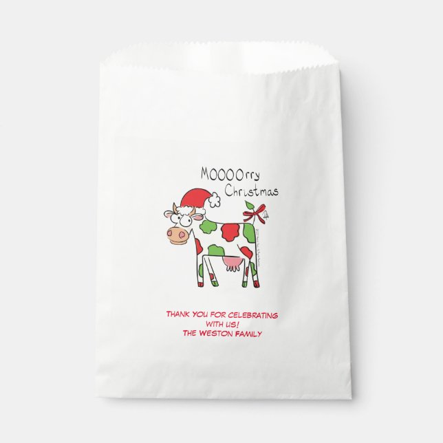 Bolsa De Papel Festividad de Navidades Personalizados de vacas di (Anverso)