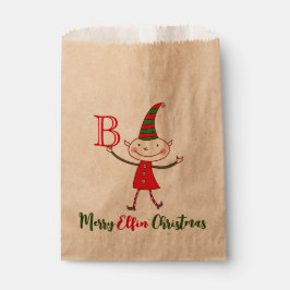 Bolsa De Papel Festividad divertida en Monogram Elf para los Navi