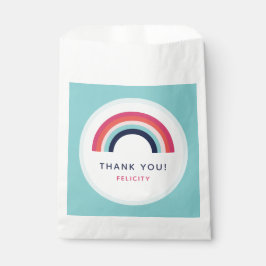 Bolsa De Papel Fiesta arcoiris nombre personalizado edad azul ros