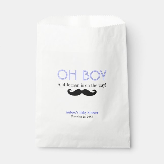 Bolsa De Papel Fiesta Baby Shower Classic Blue Boy Little Man (Anverso)