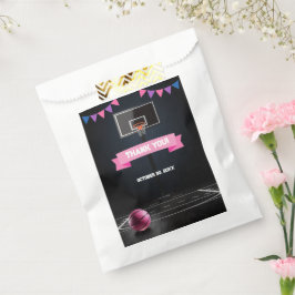 Bolsa De Papel Fiesta Baby Shower de baloncesto rosa
