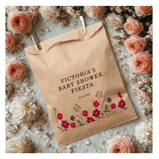 Bolsa De Papel Fiesta Baby Shower de flores mexicanas