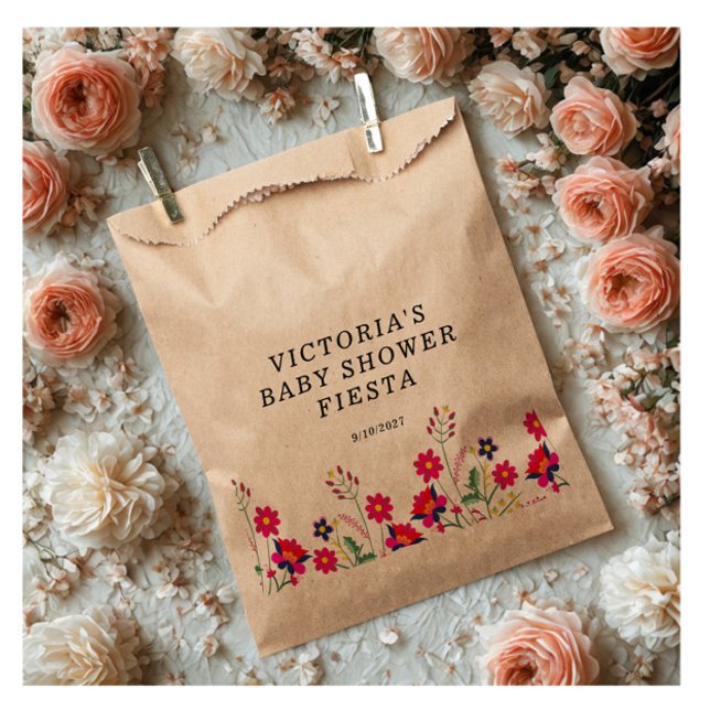 Bolsa De Papel Fiesta Baby Shower de flores mexicanas (Subido por el creador)
