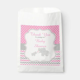 Bolsa De Papel Fiesta Baby Shower rosa y gris elefante