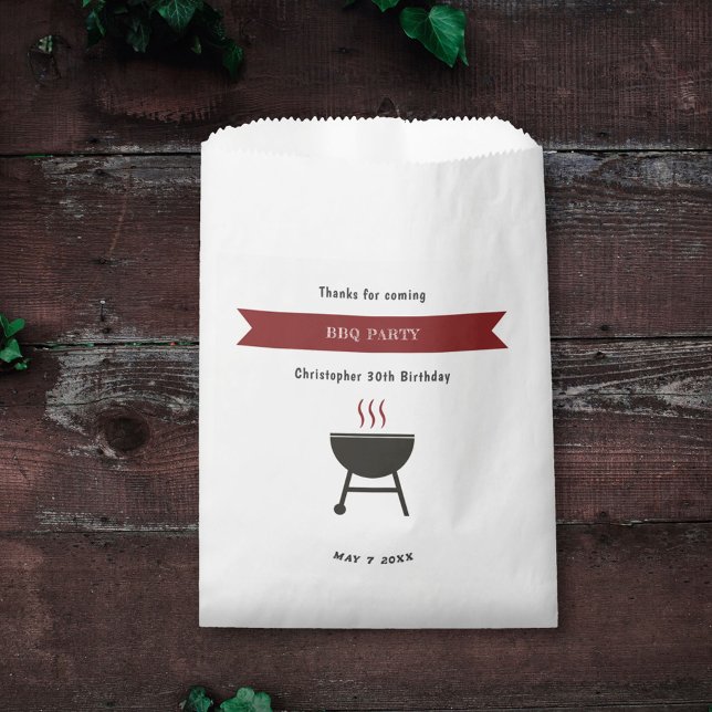 Bolsa De Papel Fiesta BBQ Cumpleaños (BBQ Party Birthday Favor Bag)