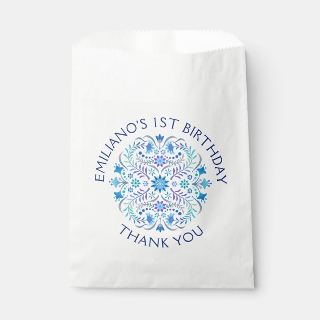 Bolsa De Papel Fiesta Blue Birday Shower Boda (Anverso)
