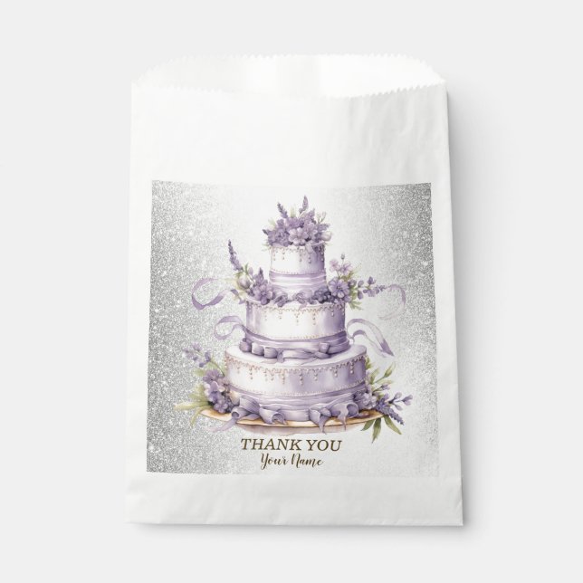 Bolsa De Papel Fiesta Cake Lavender Floral acuarela Elegante (Anverso)