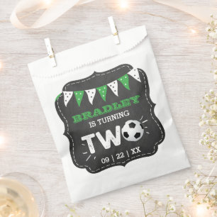 Bolsa De Papel Fiesta de 2º cumpleaños de la pelota de fútbol de